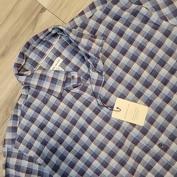 Peter Millar North Bay Cotton Sport Shirt Mens Medium Ocean Blue Crown‎ NEW $160